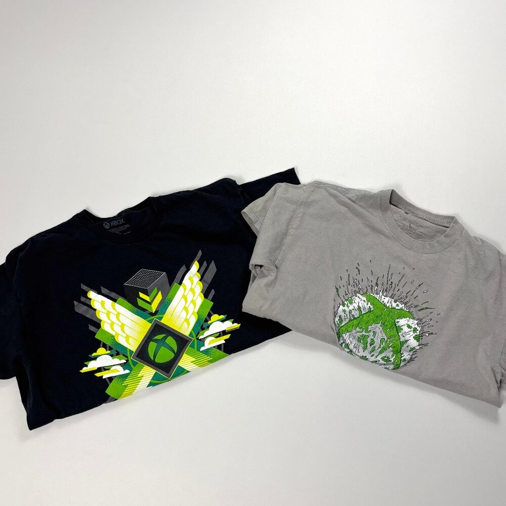 Xbox T Shirts Gray Black Sz L/XL Video Game Console Set Of 2 Microsoft